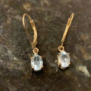 CA Gold Played Silver Aquamarine Earrings